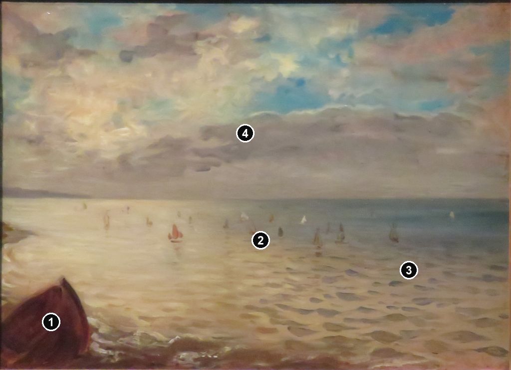 Annotated details from Sea Viewed from the Heights of Dieppe by Eugène Delacroix